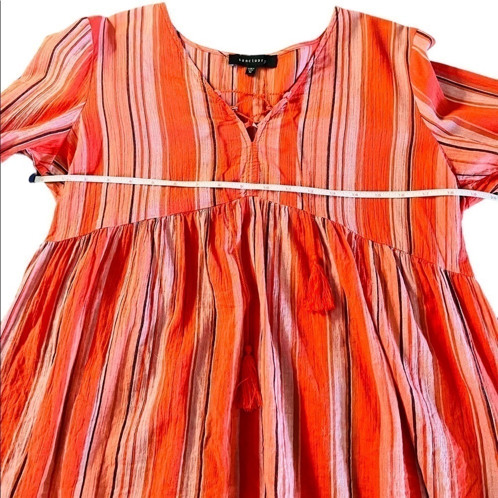 SANCTUARY WOMENS CUTE RED ORANGE STRIPED BLOUSE SIZE MEDIUM - Picture 5 of 8